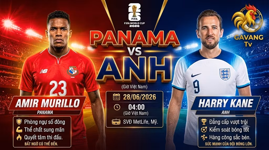 Nhận định trực tiếp bóng đá trận Panama vs Anh tại bảng L World Cup 2026 trên kênh Gavang TV.